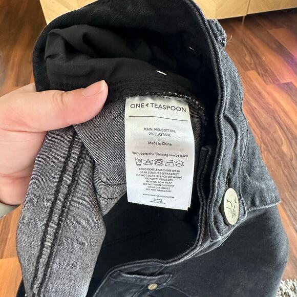 One Teaspoon Freebirds Low Waist Stretch Skinny Denim Jeans Black Plus Size 18 - Picture 8 of 8